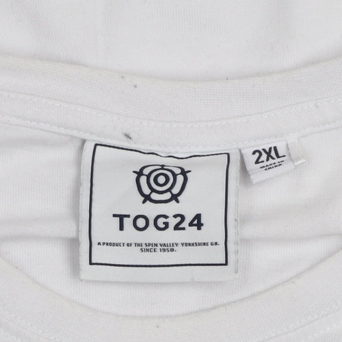 TOG24 Mens White 2XL Nature Graphic Crew Neck T-Shirt