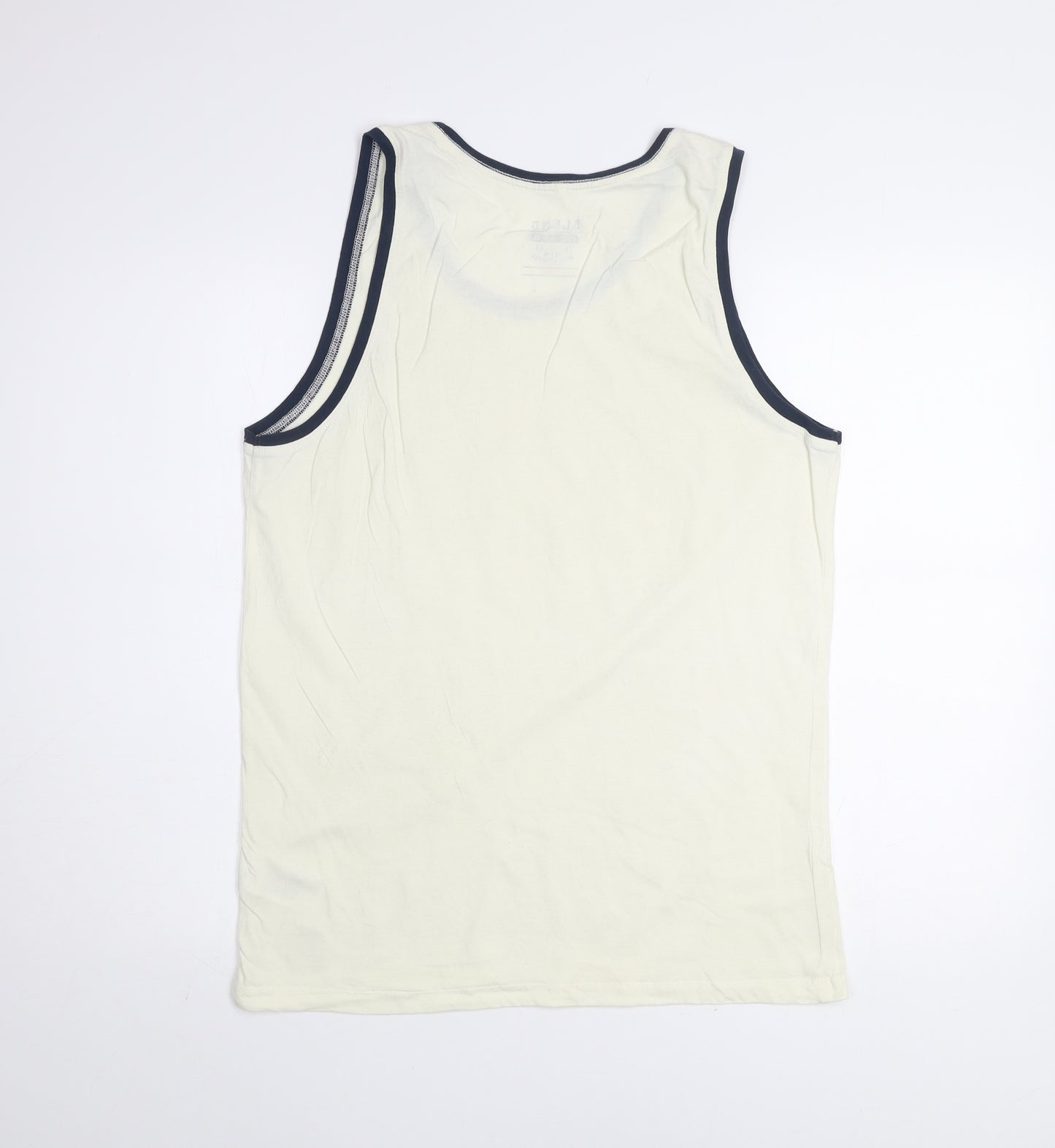 Blend Men's Beige Sleeveless Graphic Print Cotton Tank Top Size L