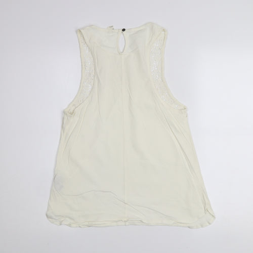 O'Neill Womens Ivory Crochet Cotton Sleeveless Tank Top Size 12