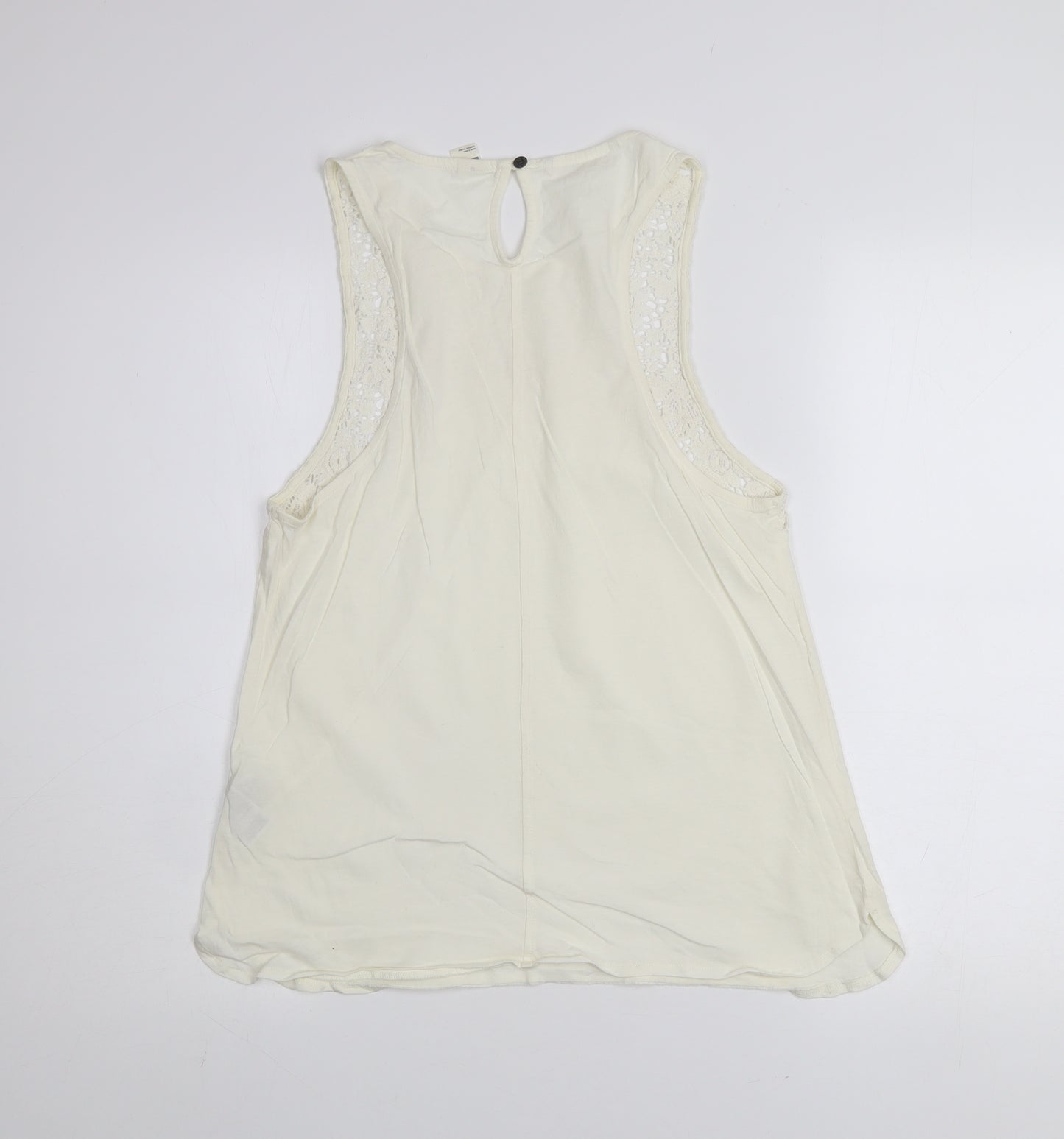 O'Neill Womens Ivory Crochet Cotton Sleeveless Tank Top Size 12