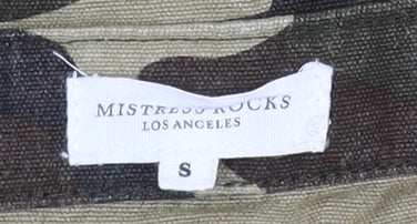 Mistress Rocks Women's Green Camo Off Shoulder Bodycon Mini Dress Size S