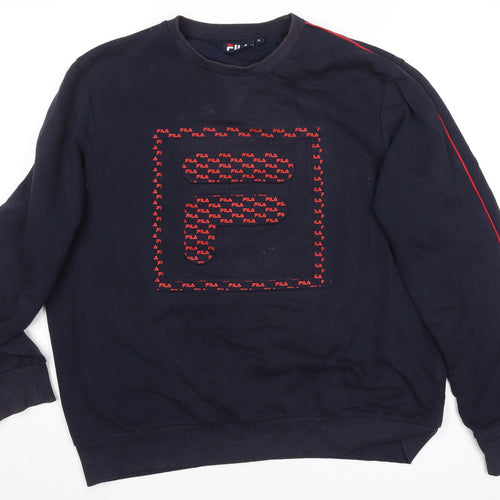 FILA Men’s Blue XL Pullover Sweatshirt Crew Neck Logo Fleece