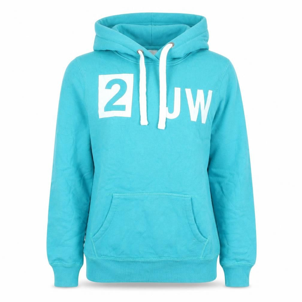 Front view of Jack Wills women’s blue pullover hoodie uk 8 cotton blend casual