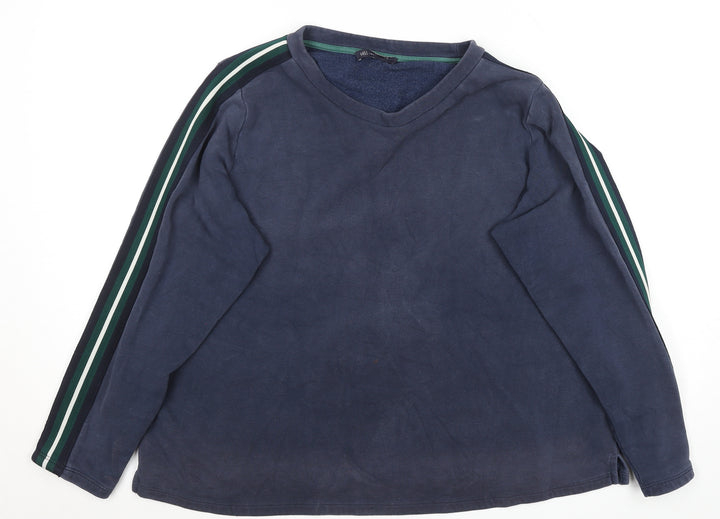 Marks and Spencer Men's Blue V-Neck Pullover Sweatshirt Size L