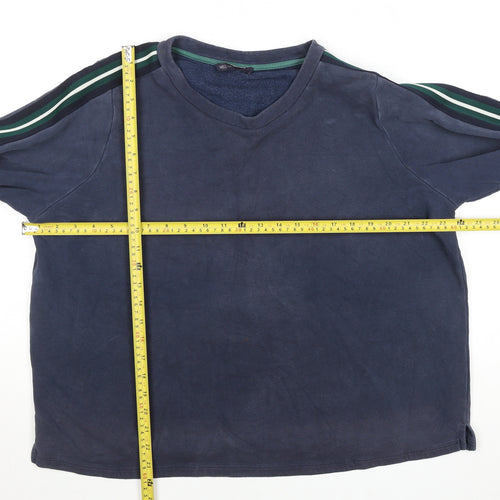 Marks and Spencer Men's Blue V-Neck Pullover Sweatshirt Size L