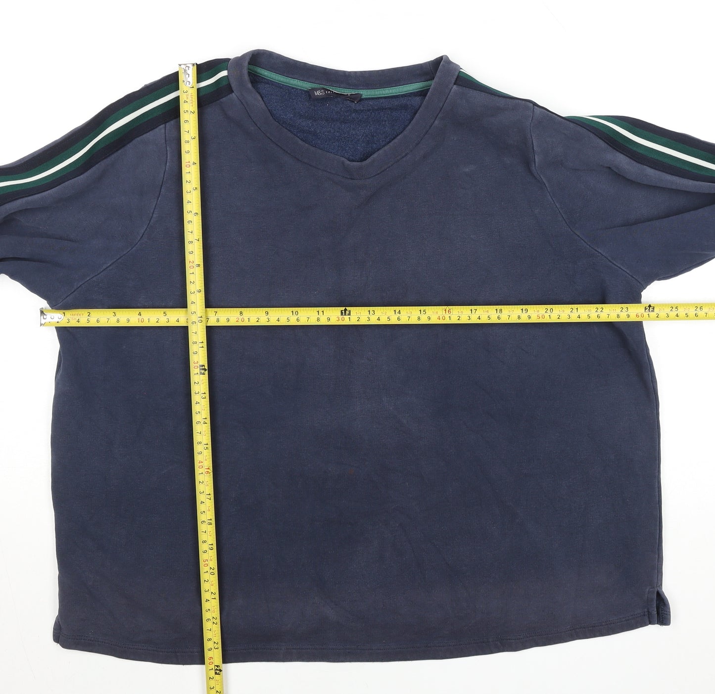 Marks and Spencer Men's Blue V-Neck Pullover Sweatshirt Size L