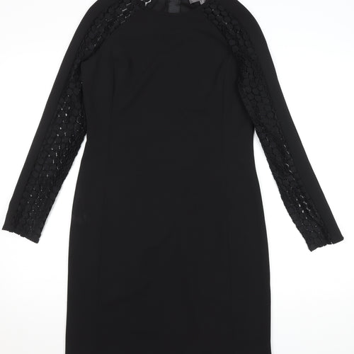 Donna Ricco Women's Black Lace Sleeve Sheath Dress Size 8