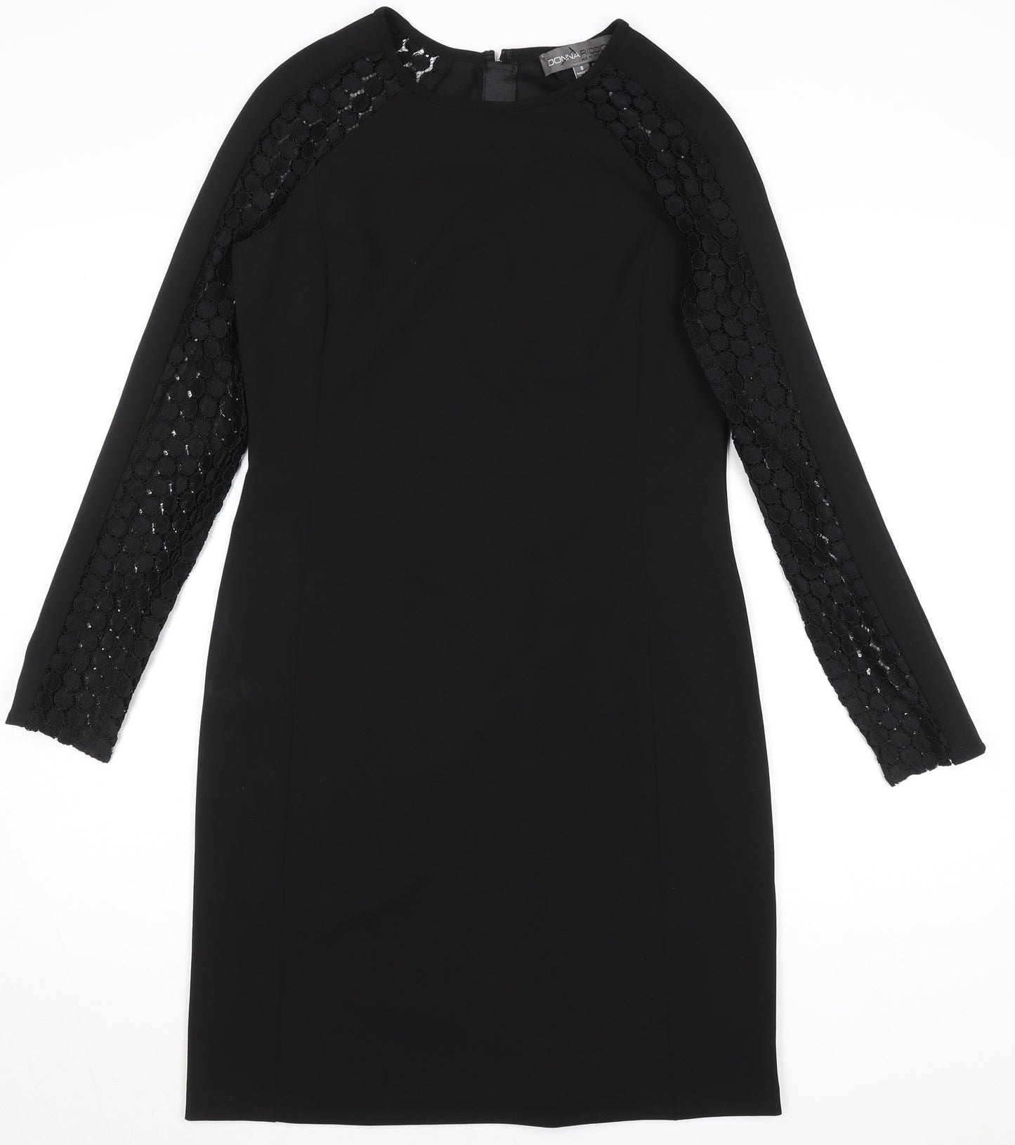 Donna Ricco Women's Black Lace Sleeve Sheath Dress Size 8