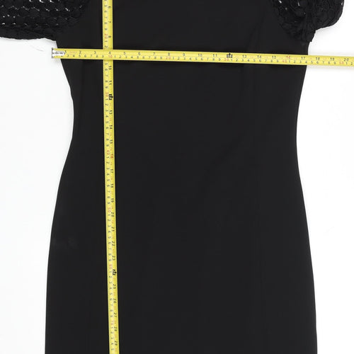 Donna Ricco Women's Black Lace Sleeve Sheath Dress Size 8