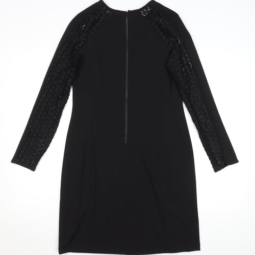 Donna Ricco Women's Black Lace Sleeve Sheath Dress Size 8