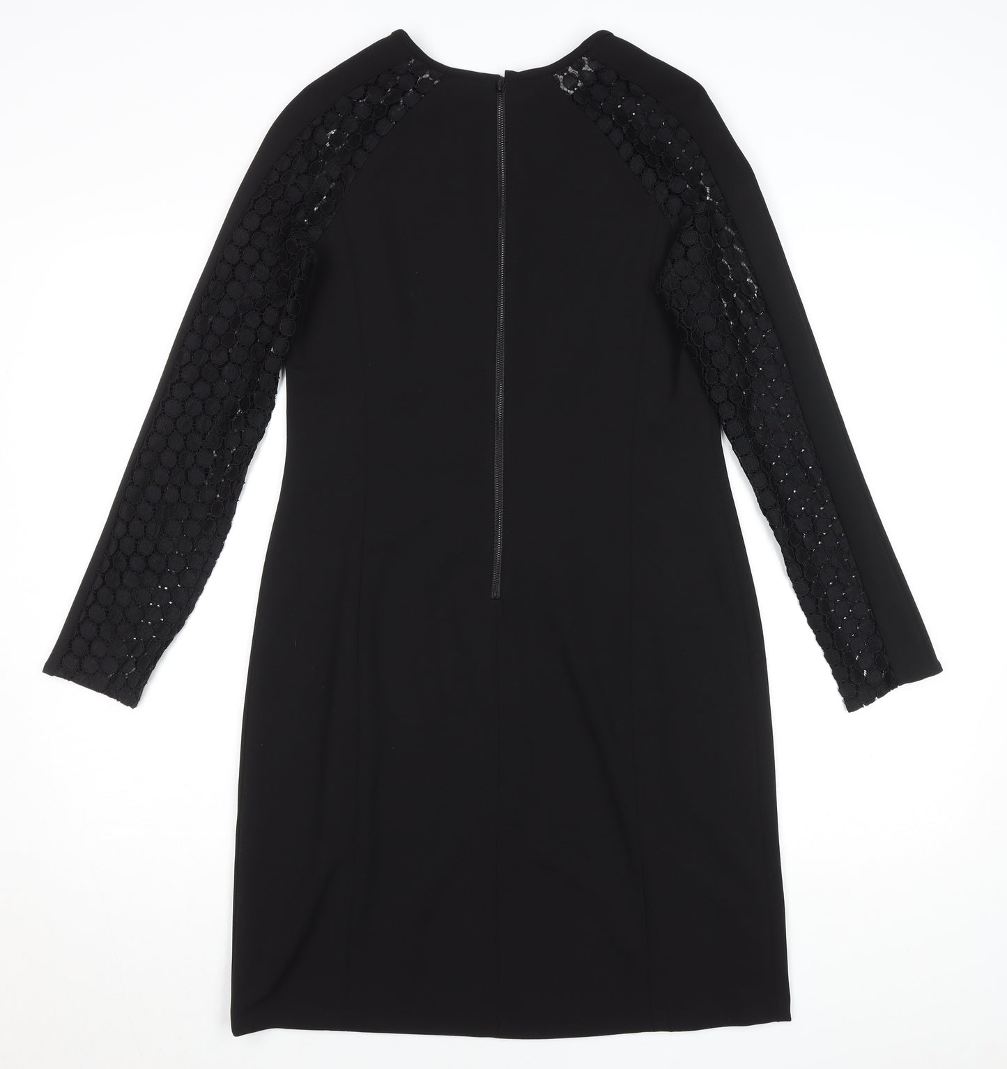 Donna Ricco Women's Black Lace Sleeve Sheath Dress Size 8