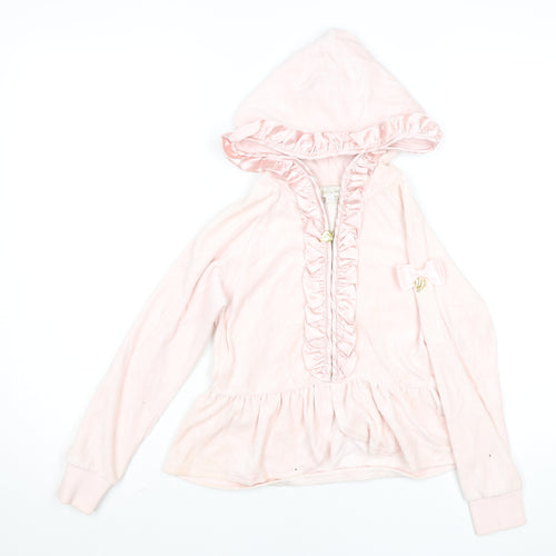 Angel's Face Girls Pink Velour Ruffle Zip Hoodie 6-7 Years