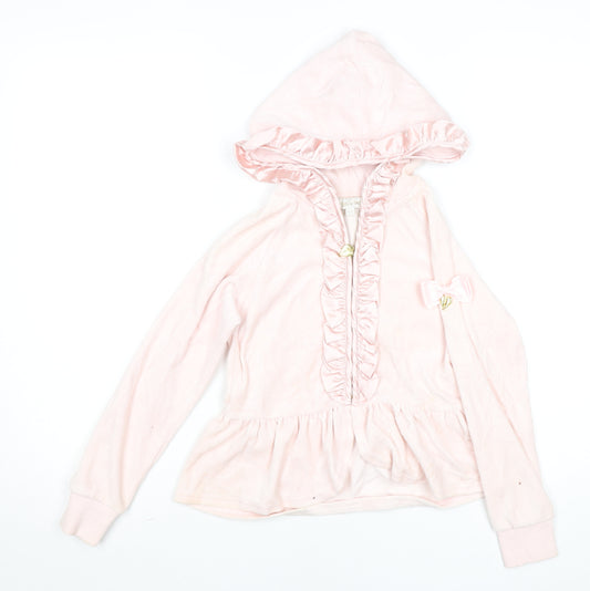Angel's Face Girls Pink Velour Ruffle Zip Hoodie 6-7 Years