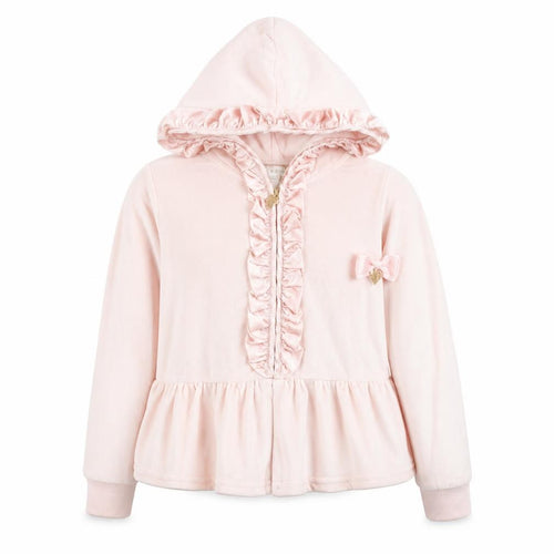 Angel's Face Girls Pink Velour Ruffle Zip Hoodie 6-7 Years