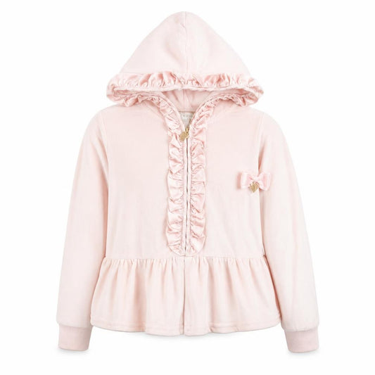 Angel's Face Girls Pink Velour Ruffle Zip Hoodie 6-7 Years
