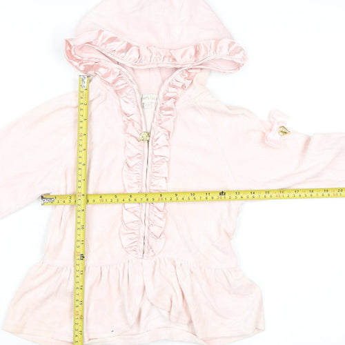 Angel's Face Girls Pink Velour Ruffle Zip Hoodie 6-7 Years