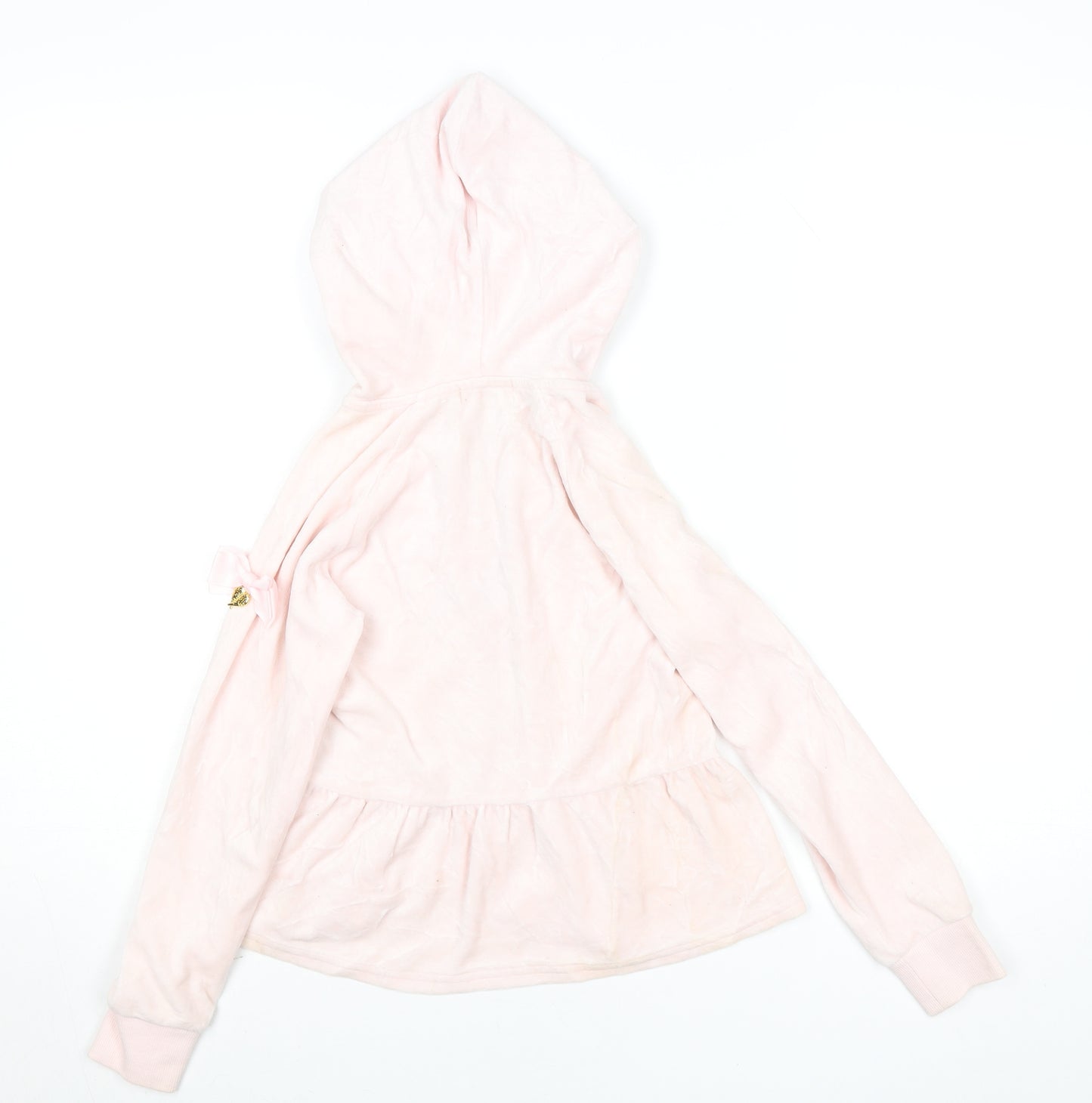 Angel's Face Girls Pink Velour Ruffle Zip Hoodie 6-7 Years