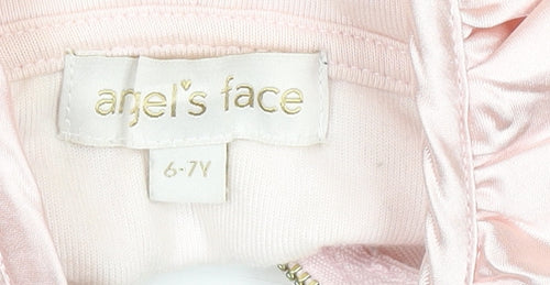 Angel's Face Girls Pink Velour Ruffle Zip Hoodie 6-7 Years