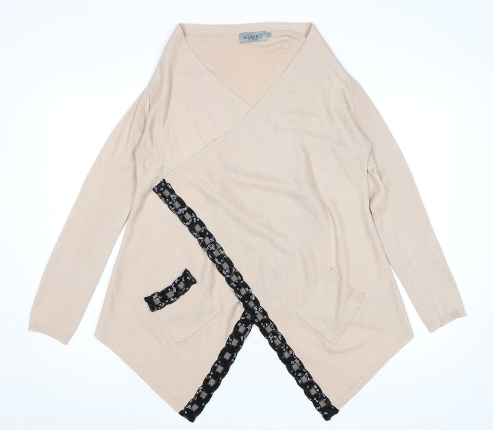 Soaked in Luxury Women’s Beige Wrap Cardigan XS V-Neck Knit