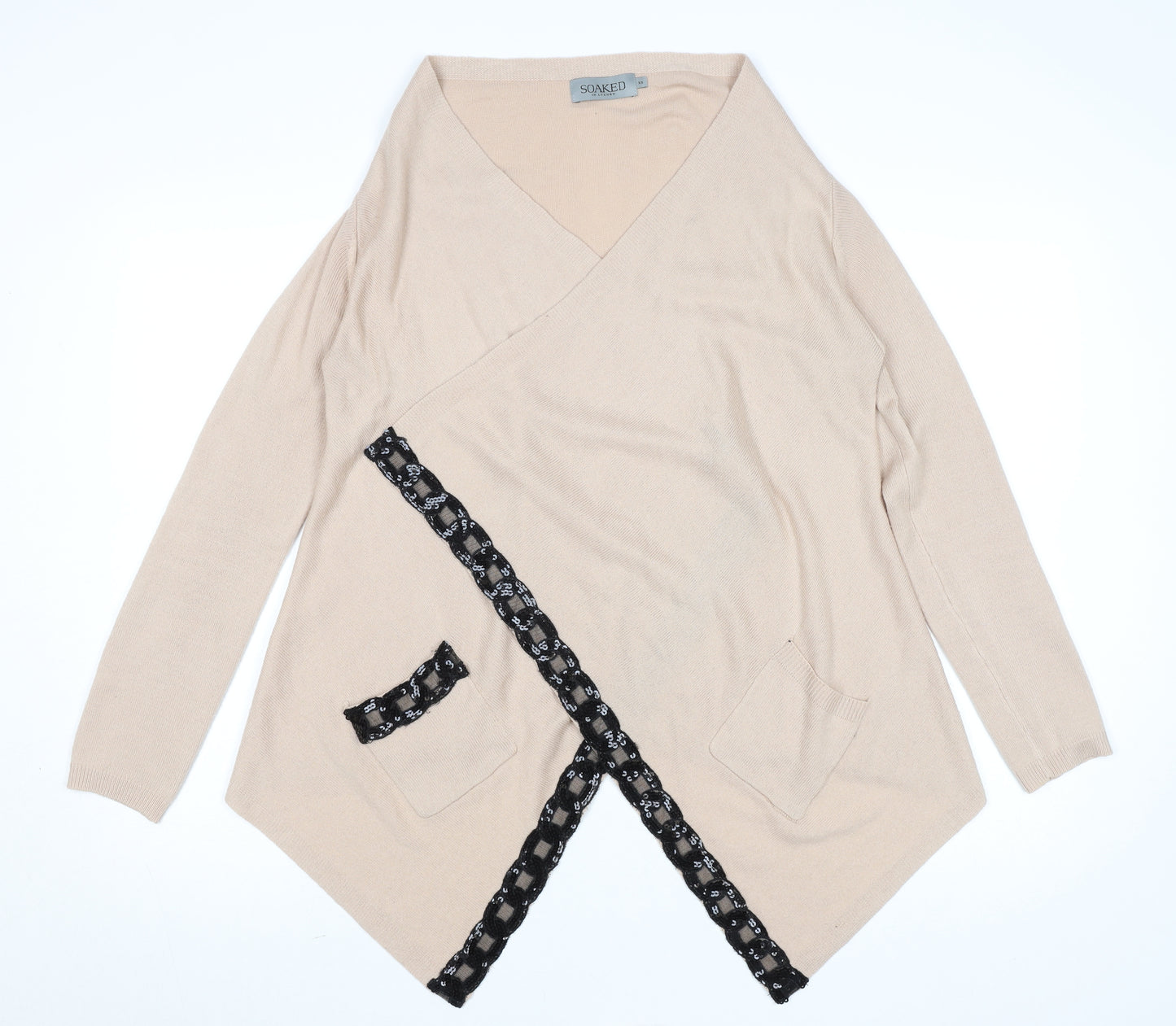 Soaked in Luxury Women’s Beige Wrap Cardigan XS V-Neck Knit