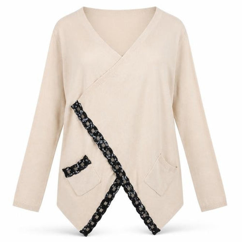 Soaked in Luxury Women’s Beige Wrap Cardigan XS V-Neck Knit