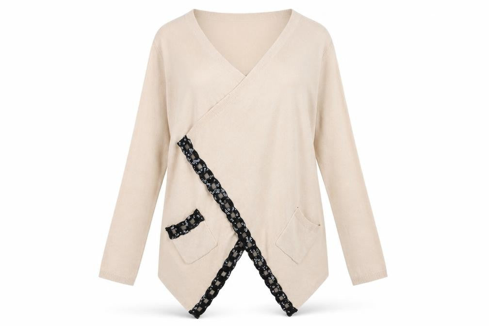 Soaked in Luxury Women’s Beige Wrap Cardigan XS V-Neck Knit