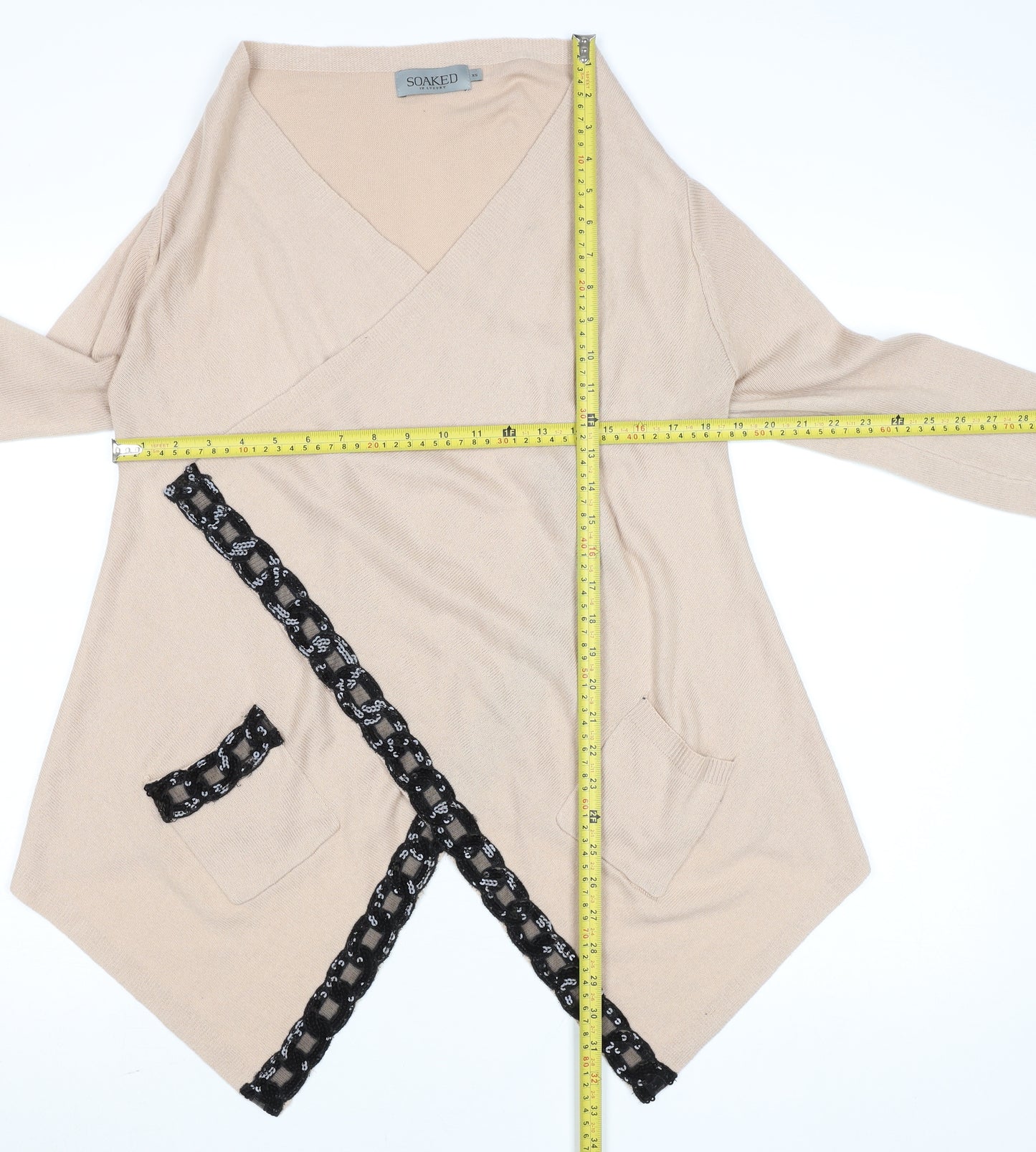 Soaked in Luxury Women’s Beige Wrap Cardigan XS V-Neck Knit