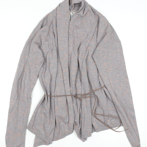 O'Neill Womens Grey Knit Belted Cardigan M Long Sleeve Relaxed Fit