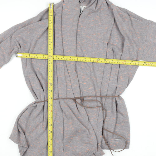 O'Neill Womens Grey Knit Belted Cardigan M Long Sleeve Relaxed Fit