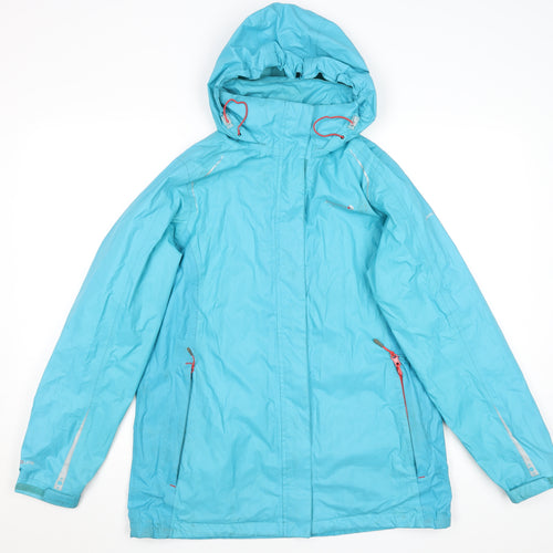 Regatta Women Blue Waterproof Hooded Mid-Length Rain Coat UK 12