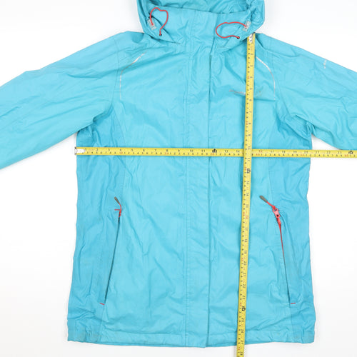 Regatta Women Blue Waterproof Hooded Mid-Length Rain Coat UK 12