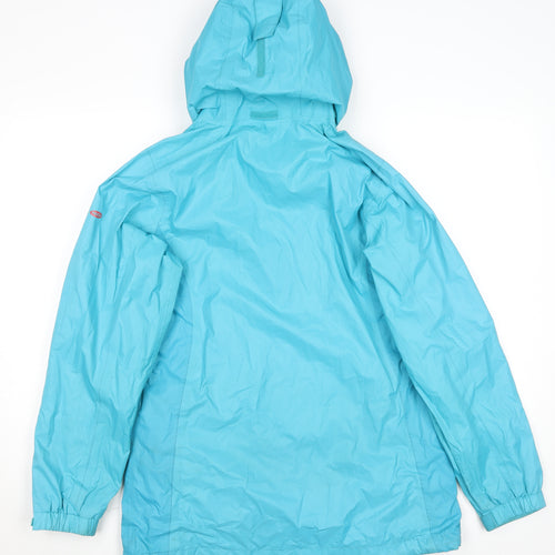 Regatta Women Blue Waterproof Hooded Mid-Length Rain Coat UK 12