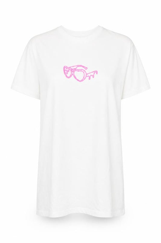 Front view of I Saw It First Women’s White Love Island T-Shirt Dress S