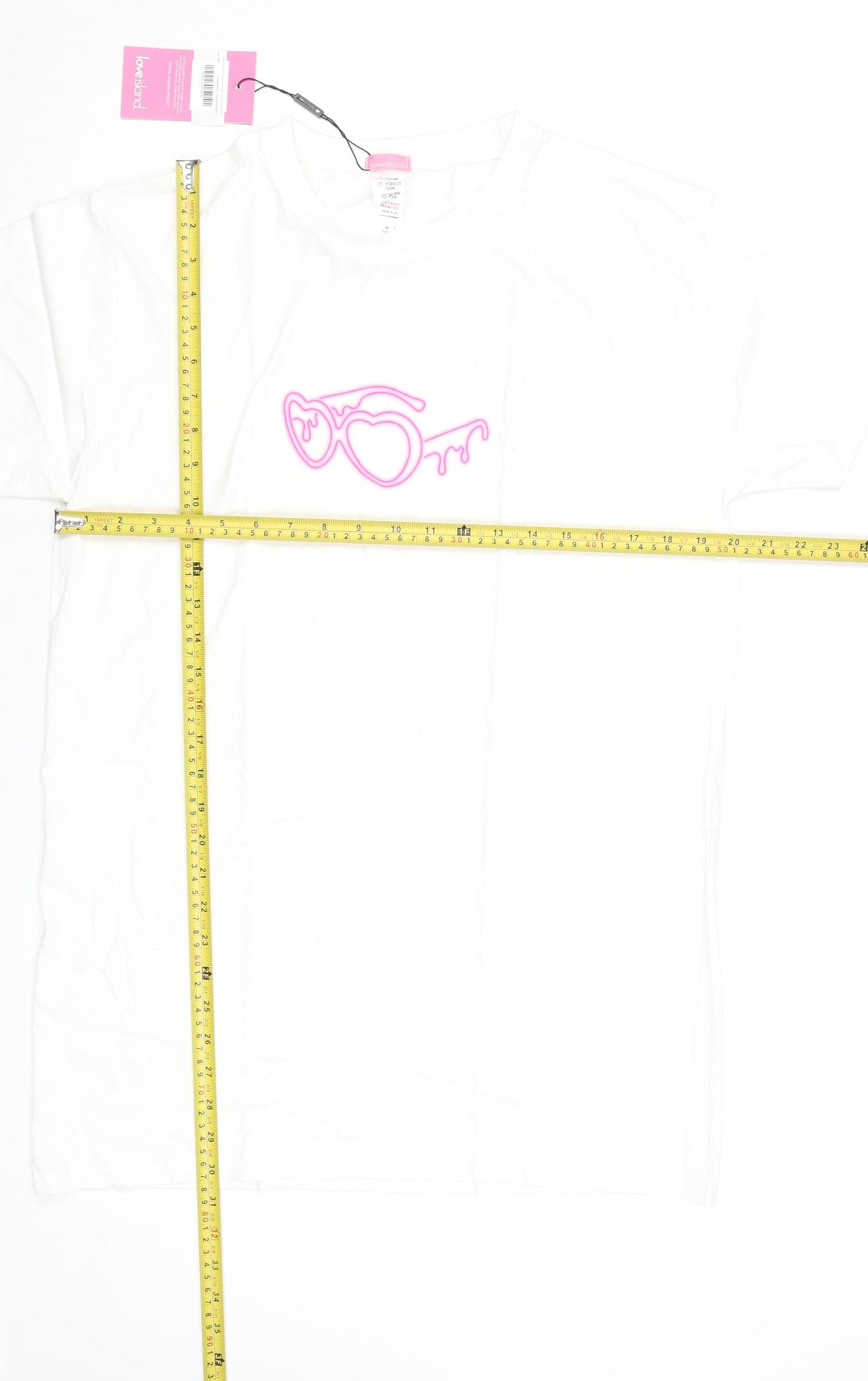 I Saw It First Love Island White Cotton Women's Small T-Shirt Dress