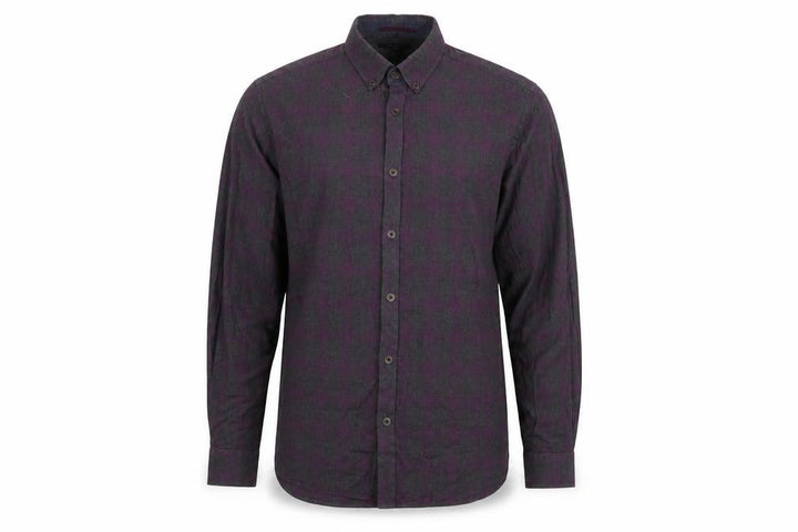 Ted Baker London Men's Purple Check Long Sleeve Cotton Button-Up Shirt Size L