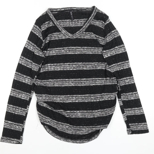 Edista Los Angeles Women’s Black Striped V-Neck Knit Jumper Size S