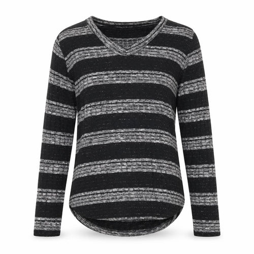 Edista Los Angeles Women’s Black Striped V-Neck Knit Jumper Size S