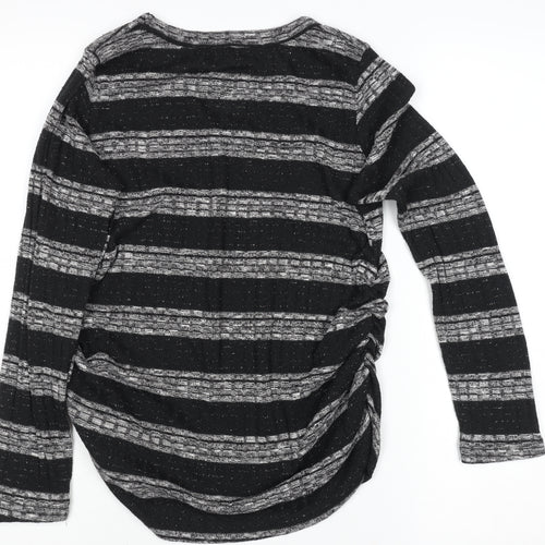 Edista Los Angeles Women’s Black Striped V-Neck Knit Jumper Size S
