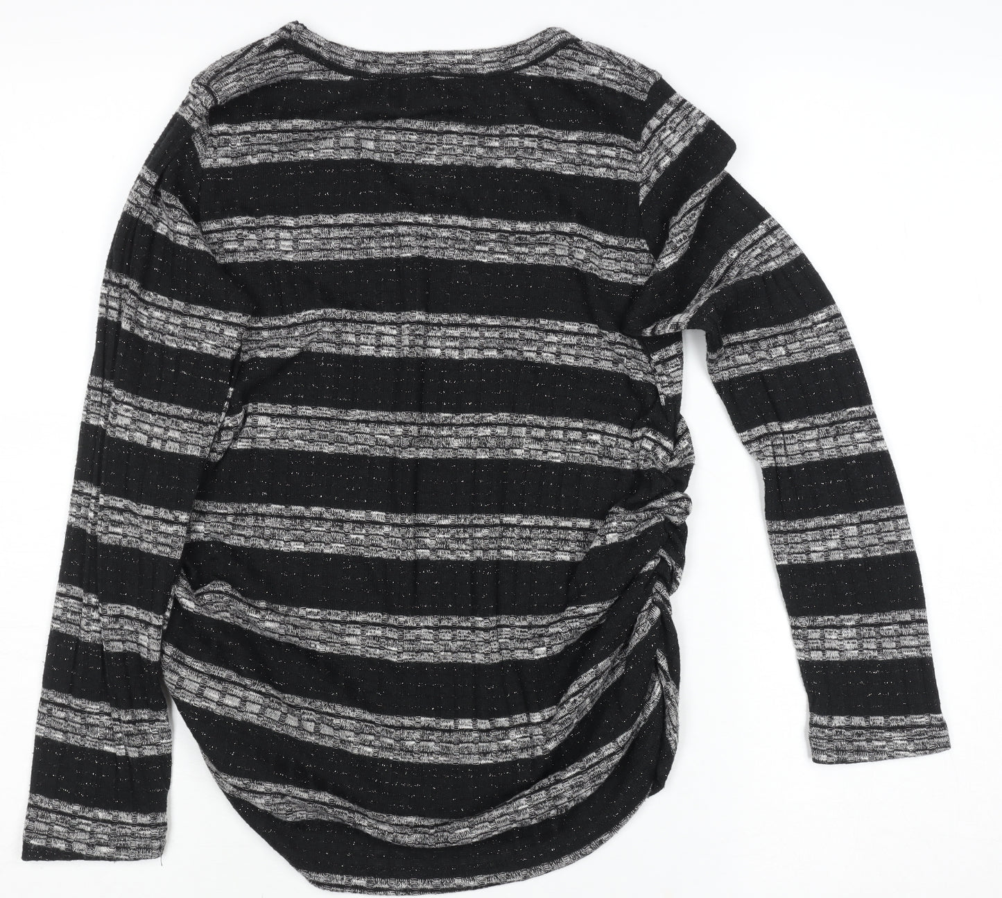 Edista Los Angeles Women’s Black Striped V-Neck Knit Jumper Size S