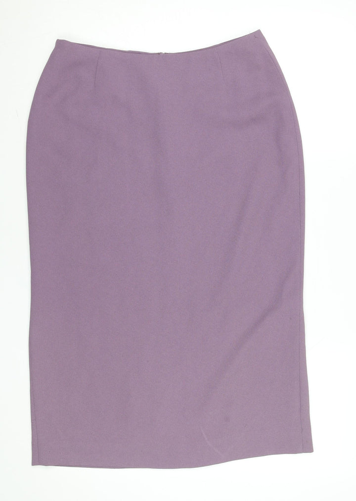 GOLD Women's Purple Pencil Skirt Size 14 Lined Knee Length Workwear