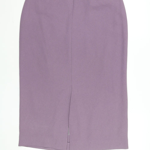 GOLD Women's Purple Pencil Skirt Size 14 Lined Knee Length Workwear
