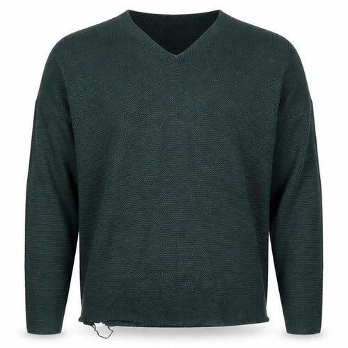 Uniqlo Men's Green XS Cotton V-Neck Knit Pullover Jumper