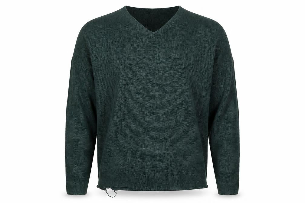 Uniqlo Men's Green XS Cotton V-Neck Knit Pullover Jumper