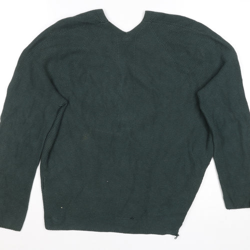 Uniqlo Men's Green XS Cotton V-Neck Knit Pullover Jumper