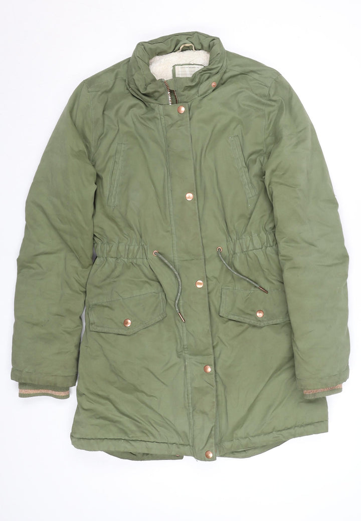 John Lewis Girls Green Hooded Parka Coat Age 14 Years Lined Mid-Length