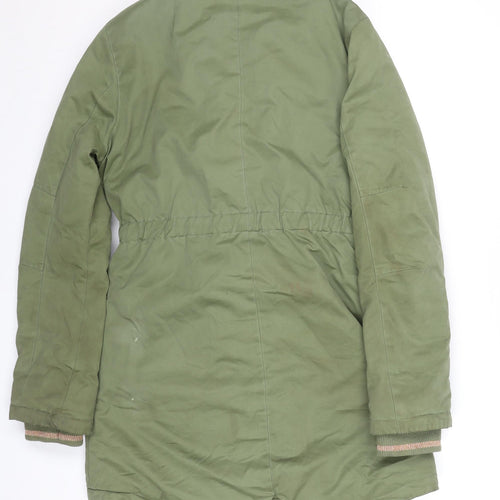 John Lewis Girls Green Hooded Parka Coat Age 14 Years Lined Mid-Length