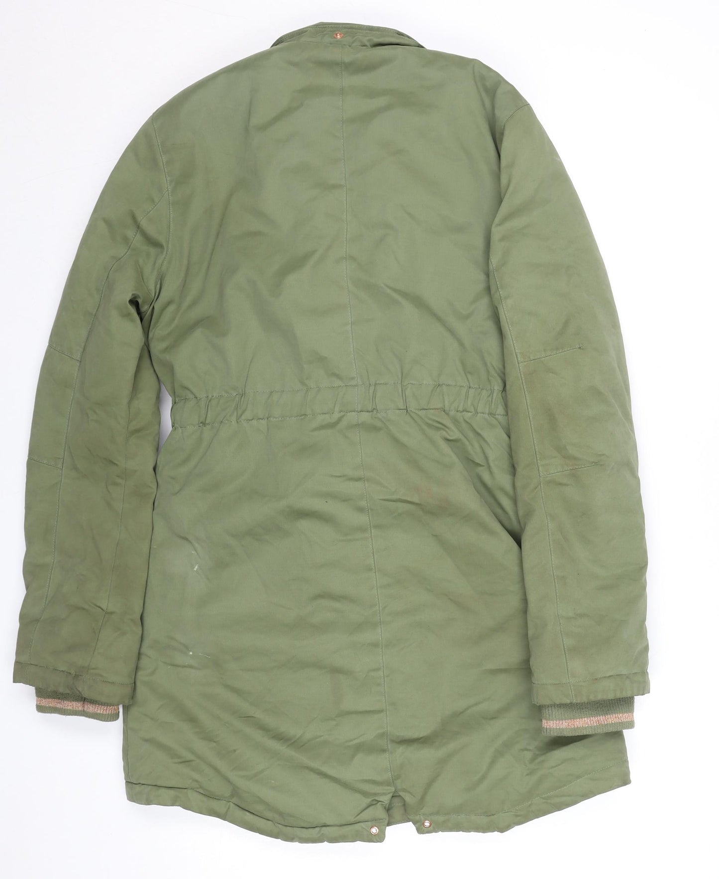 John Lewis Girls Green Hooded Parka Coat Age 14 Years Lined Mid-Length