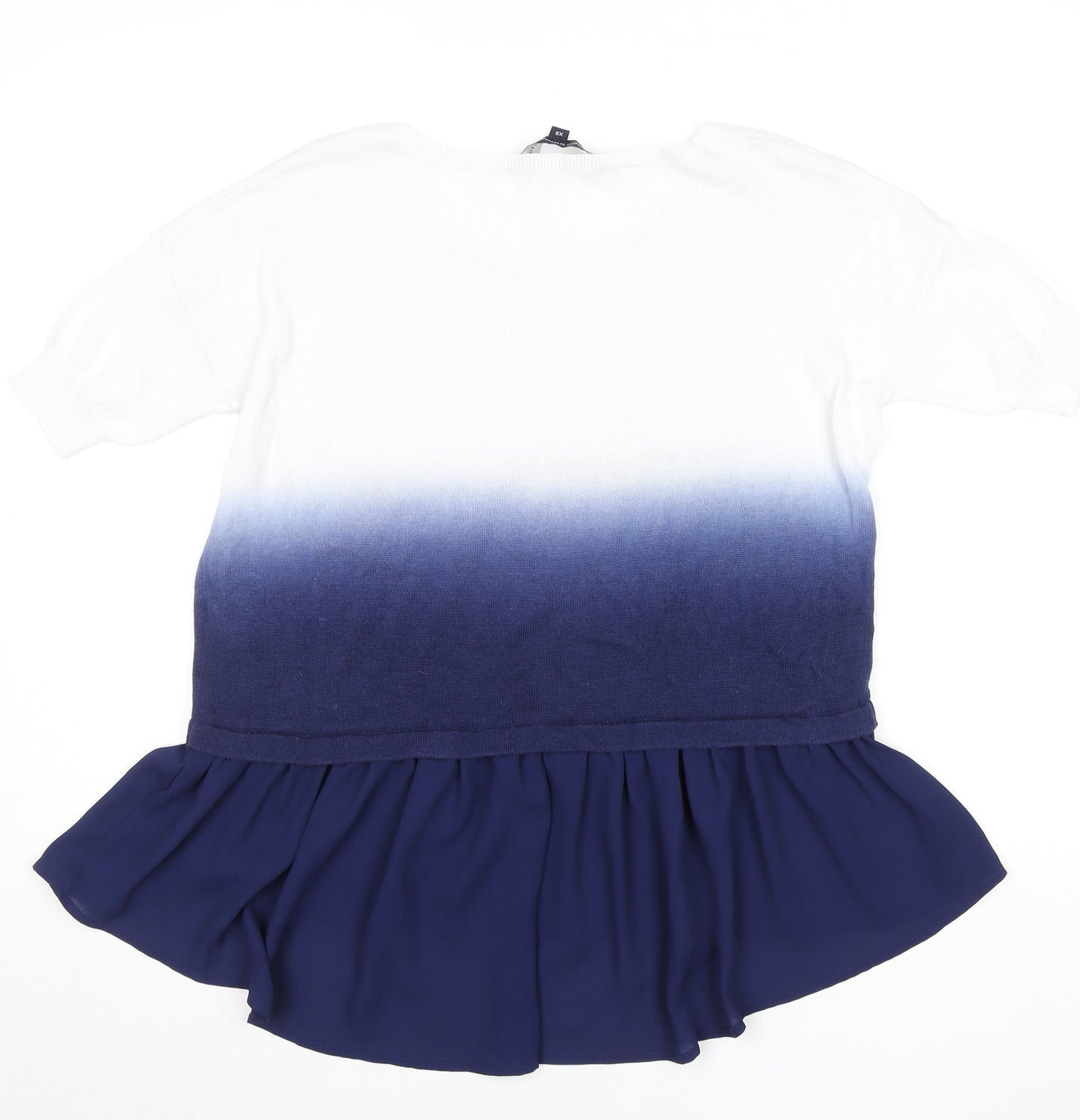 French Connection Women's Blue Ombre Ruffle Tunic Blouse XS
