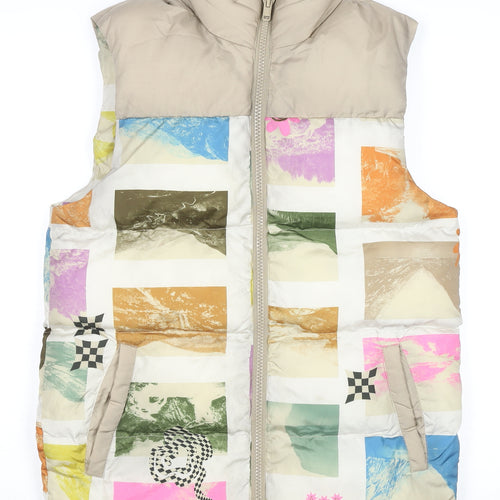 ASOS DESIGN Men's Multicoloured Puffer Waistcoat 2XS Stand-Up Collar