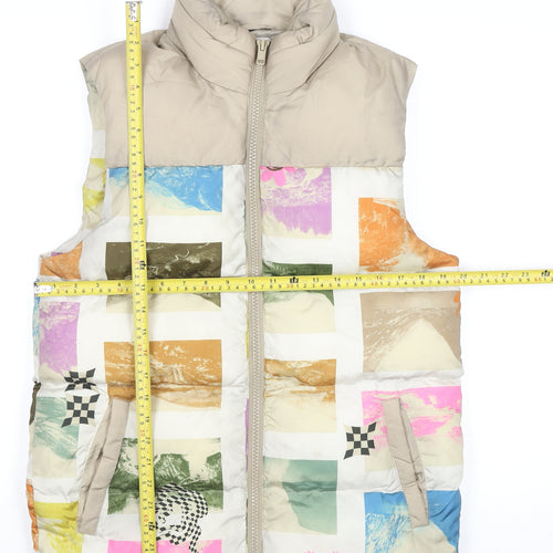 ASOS DESIGN Men's Multicoloured Puffer Waistcoat 2XS Stand-Up Collar
